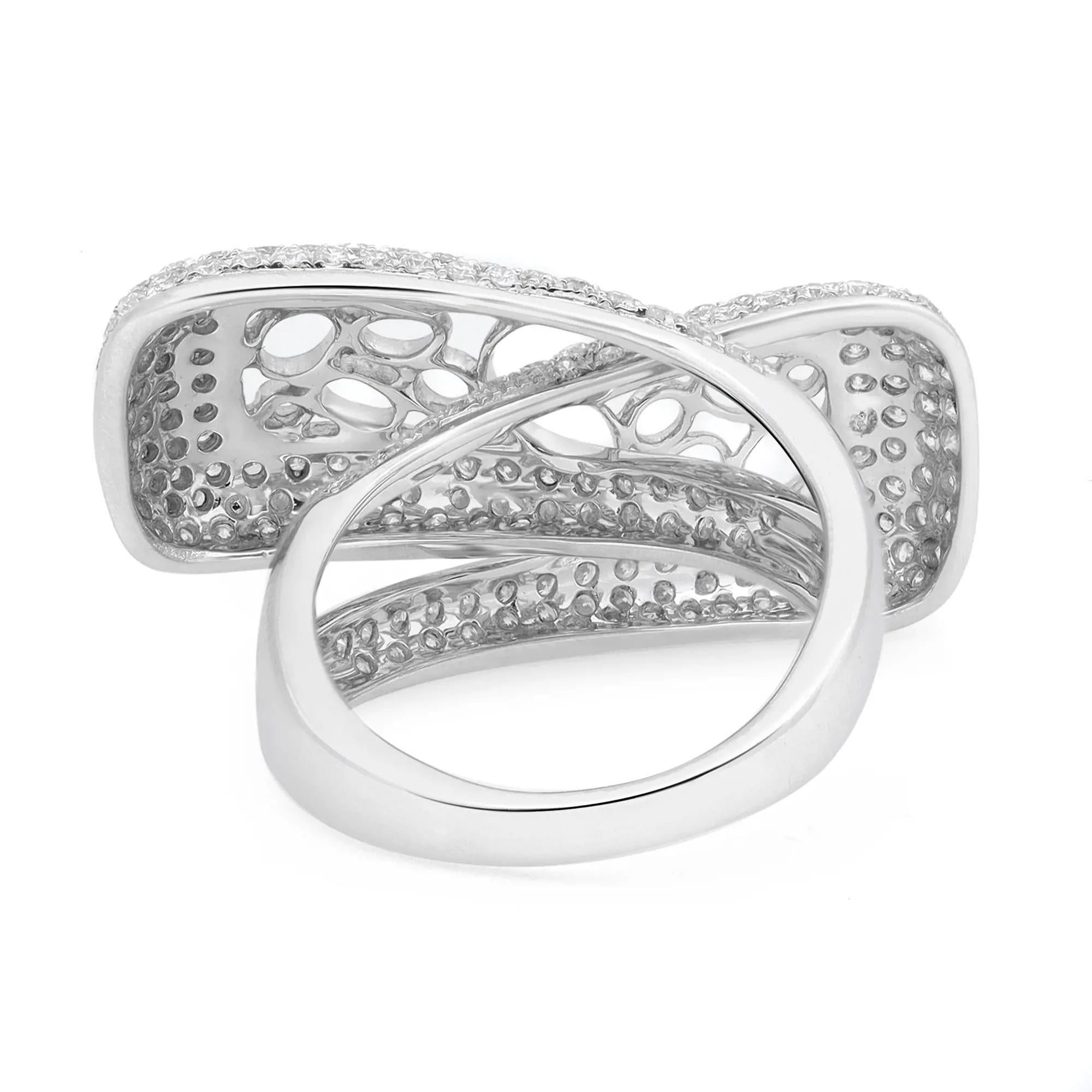 Modern 1.85cttw Pave Set Round Diamond Ladies Cocktail Ring 14k White Gold For Sale