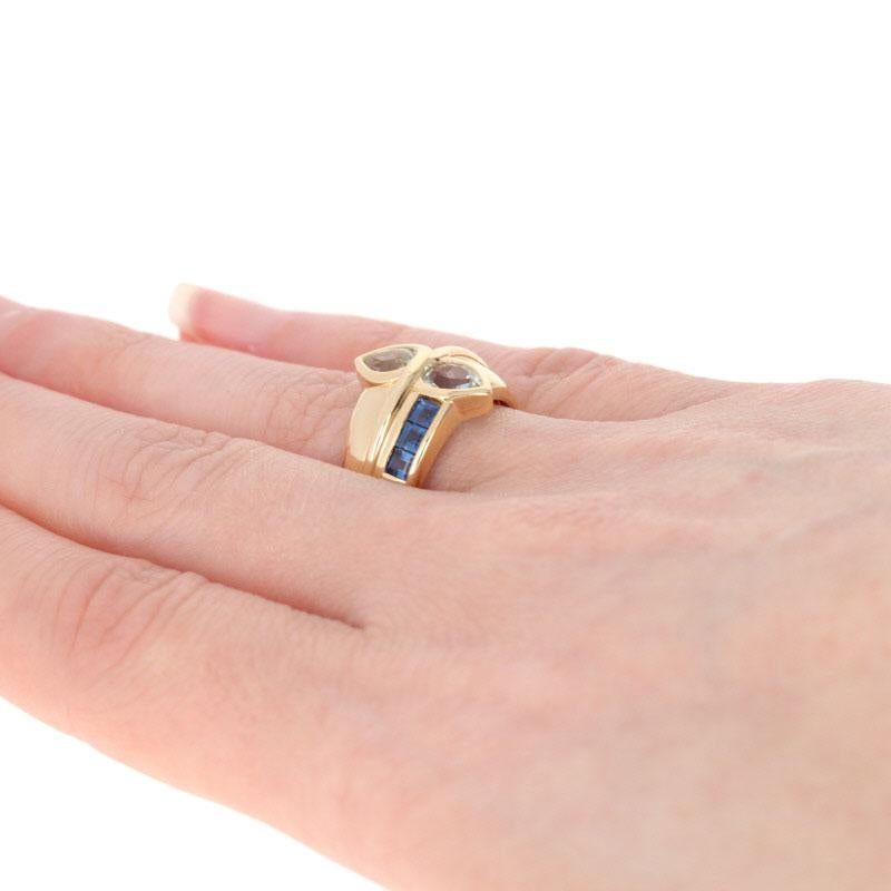 1.85ctw Pear Cut Aquamarine & Sapphire Ring, 18k Yellow Gold 4