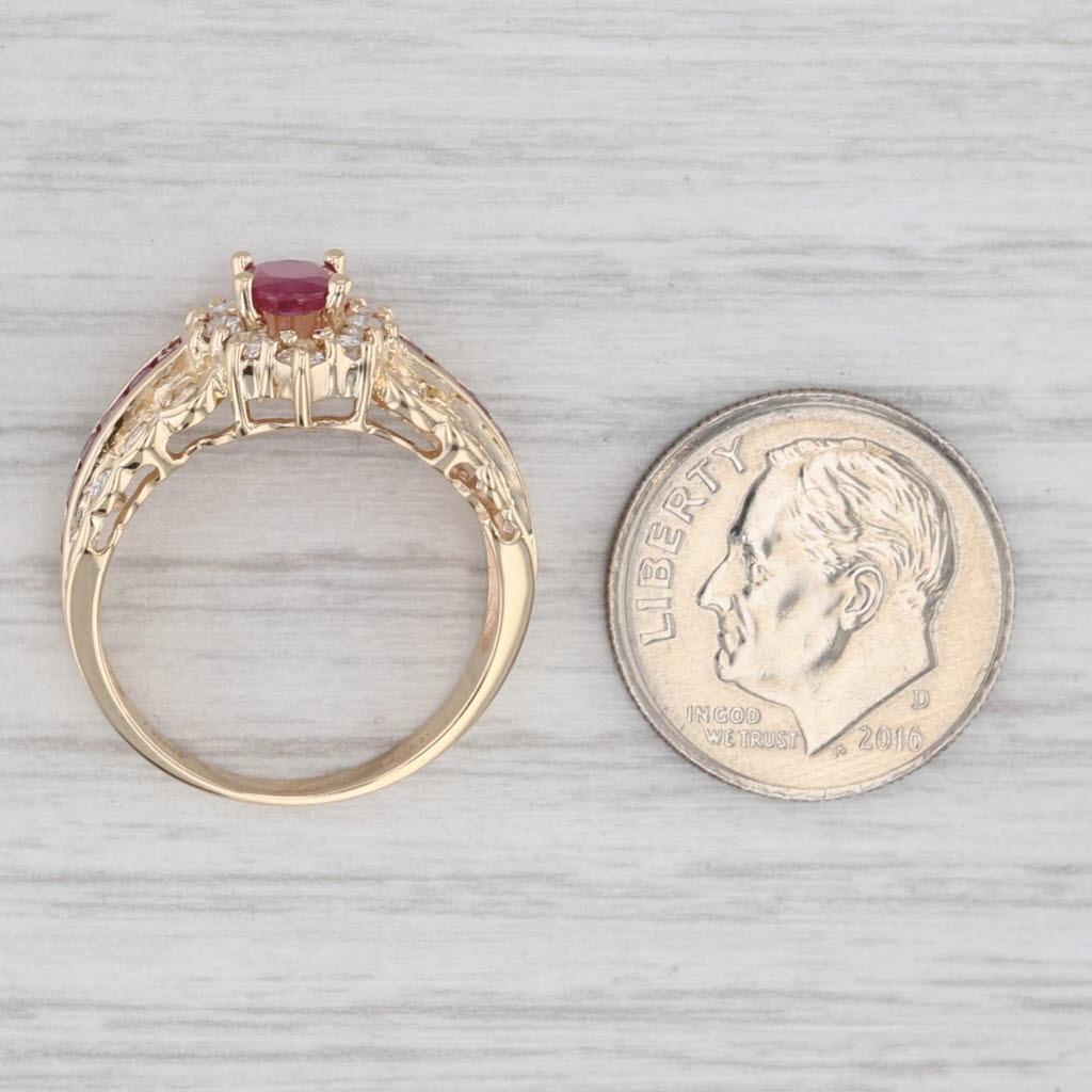 Anello aureolato con diamante e rubino da 1,85 carati in oro giallo 14k, misura 6,25. in vendita 2