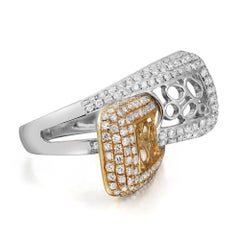 1.85ctw Two Tone Pave Set Round Diamond Ladies Cocktail Ring 14k Gold