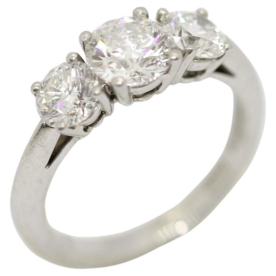 1.86 Carat, 950 Platinum and Diamond Three Stone Trilogy Ring from Tiffany & Co