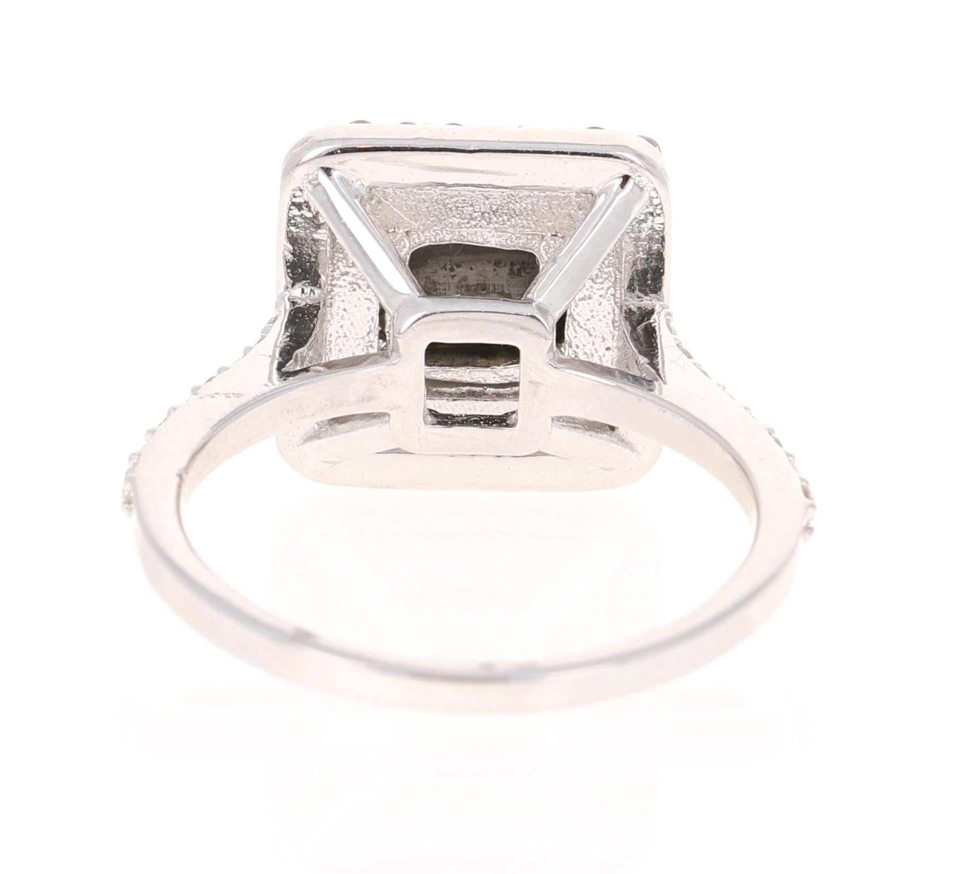 Cushion Cut 1.86 Carat Black Diamond White Diamond White Gold Engagement Ring For Sale