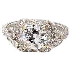 Vintage 1.86 Carat Circular Brilliant Cut G-I2 Diamond Platinum Art Deco Ring