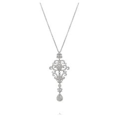 1.86 Carat Cubic Zirconia Sterling Silver Edwardian Style Pendant With Chain