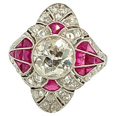 1.86 Carat Diamond and Ruby Cocktail Ring