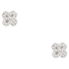 1.86 Carat Diamond Clover Stud Earrings 18 Karat in Stock