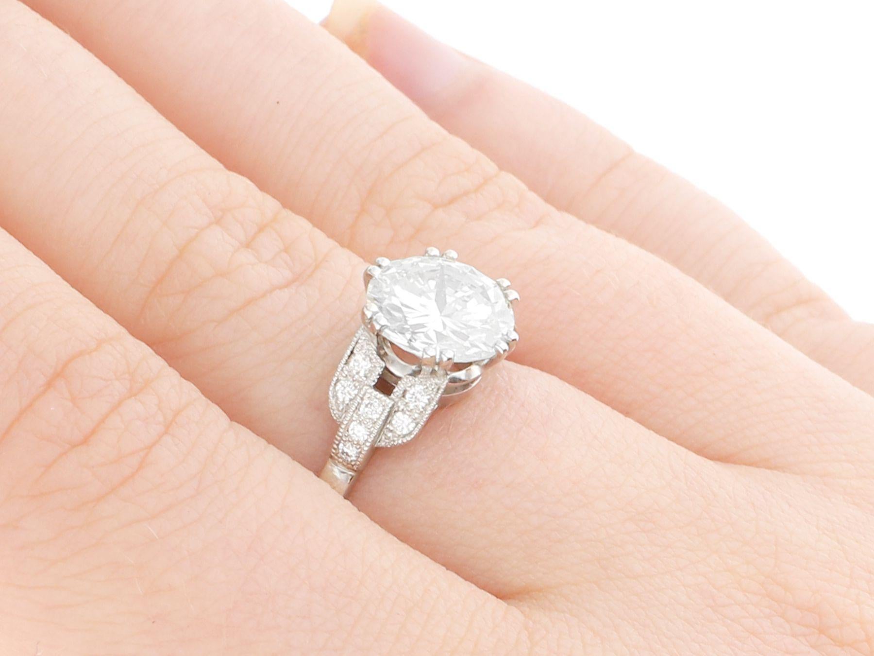 Women's or Men's 1.86 Carat Diamond Solitaire Engagement Ring in Platinum For Sale