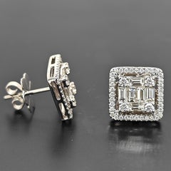 1.86 Carat Diamond White Gold Earrings