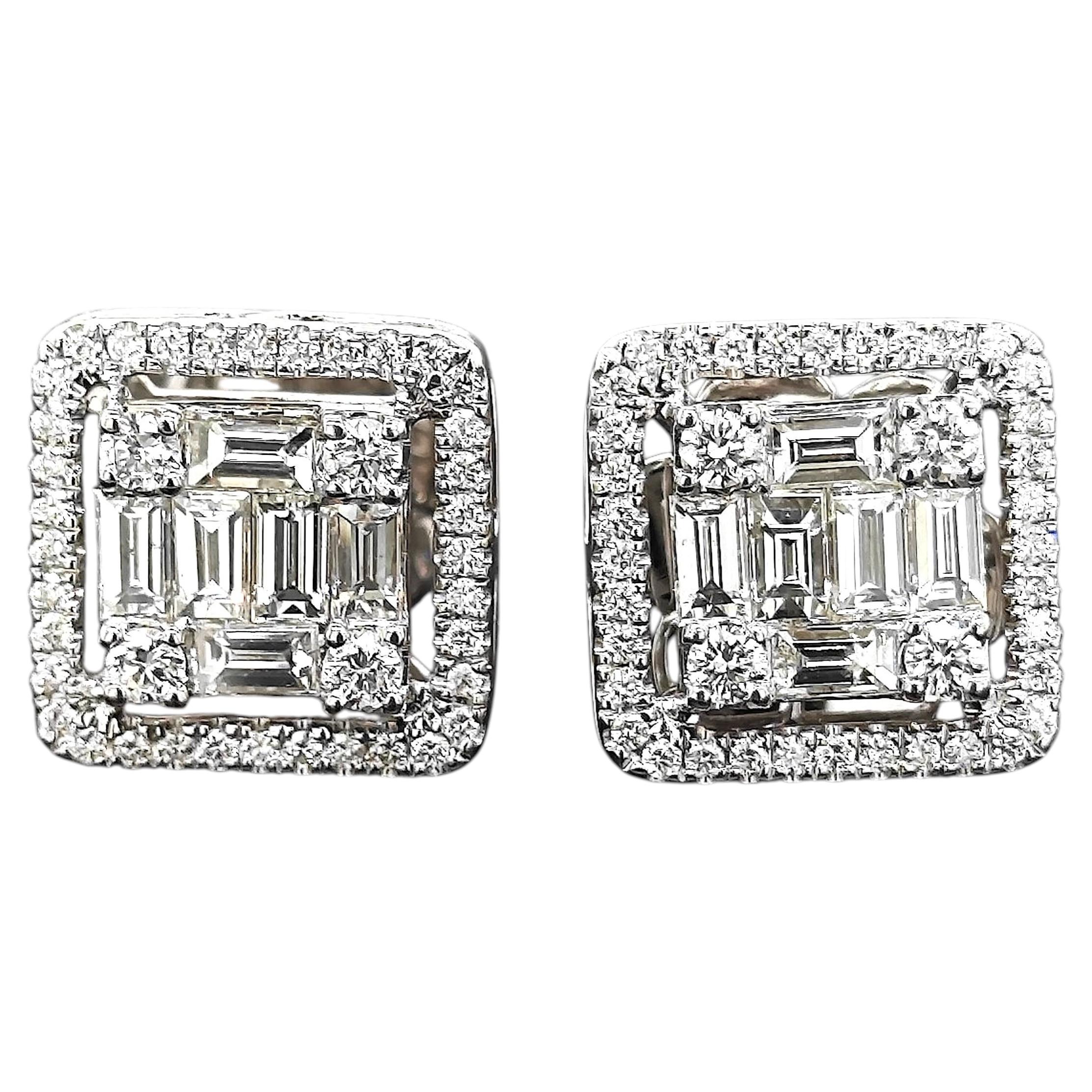 1.86 Carat Diamond White Gold Earrings