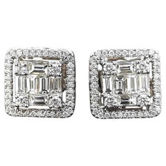 1.86 Carat Diamond White Gold Earrings