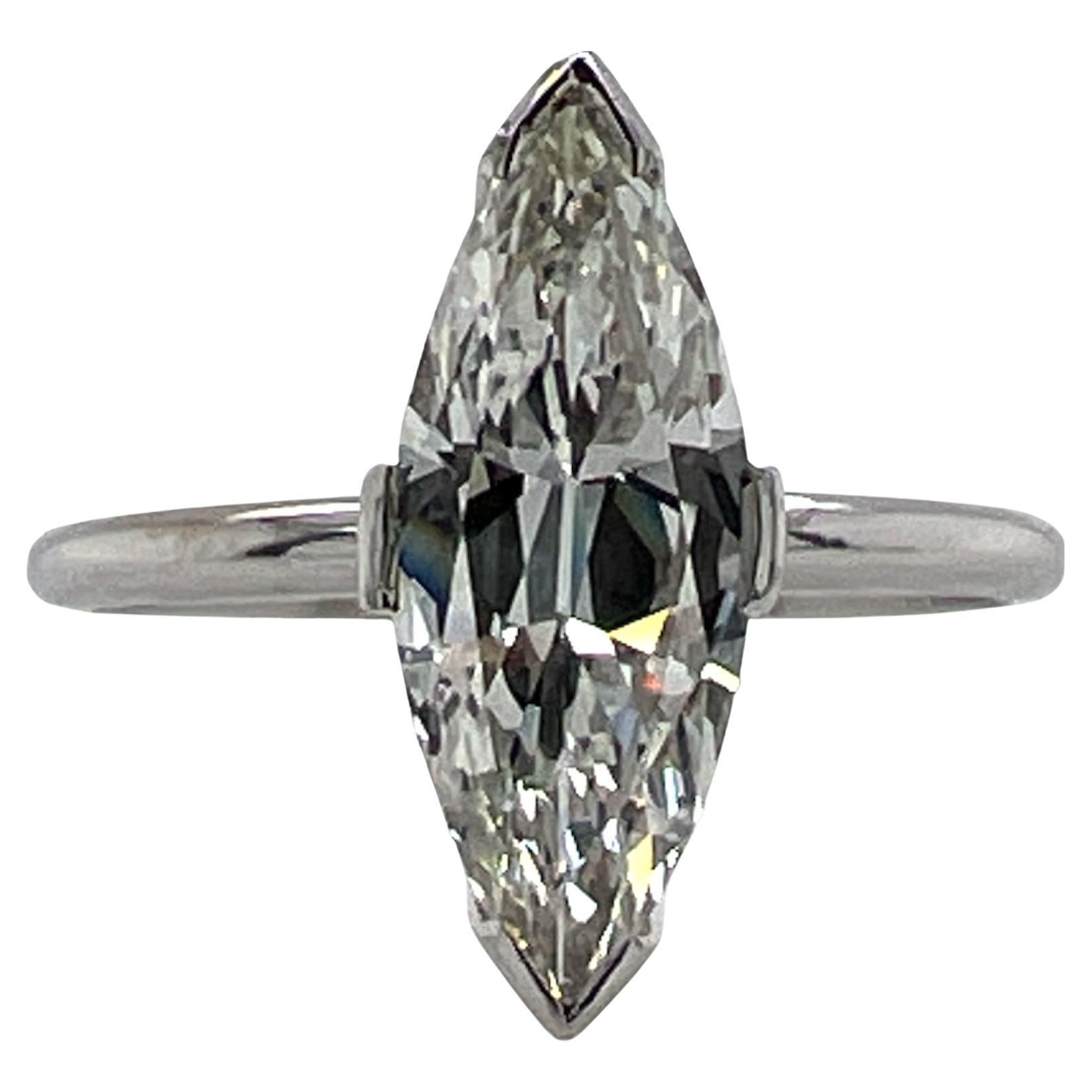 Platinum Centre Marquise And Diamond Shoulder Ring main image 1