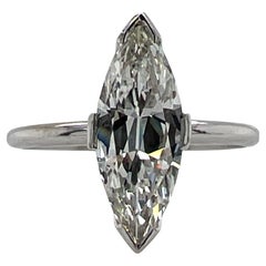 1.86 Carat Marquise Navette Diamond Platinum Engagement Ring GIA H/VS2 Solitaire