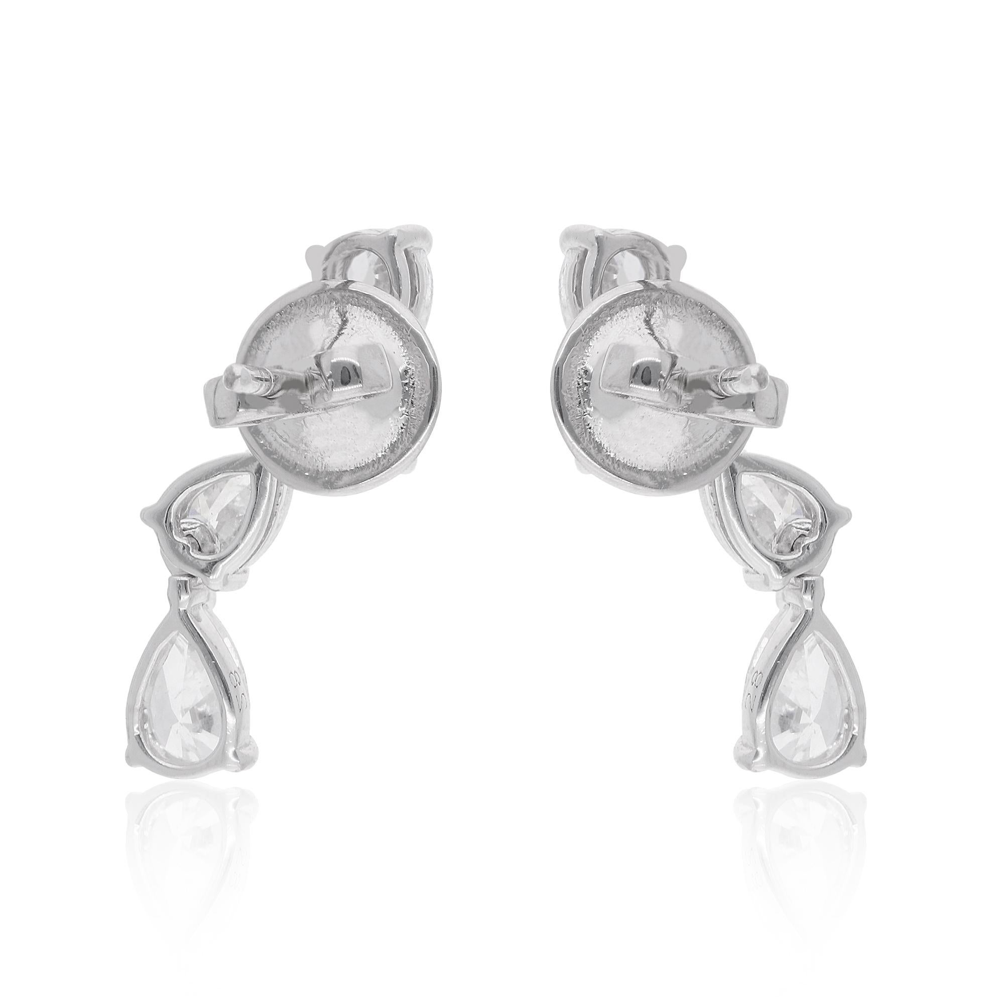 1.86 Carat Marquise & Pear Diamond Earrings 14 Karat White Gold Handmade Jewelry In New Condition For Sale In Diera, Dubai