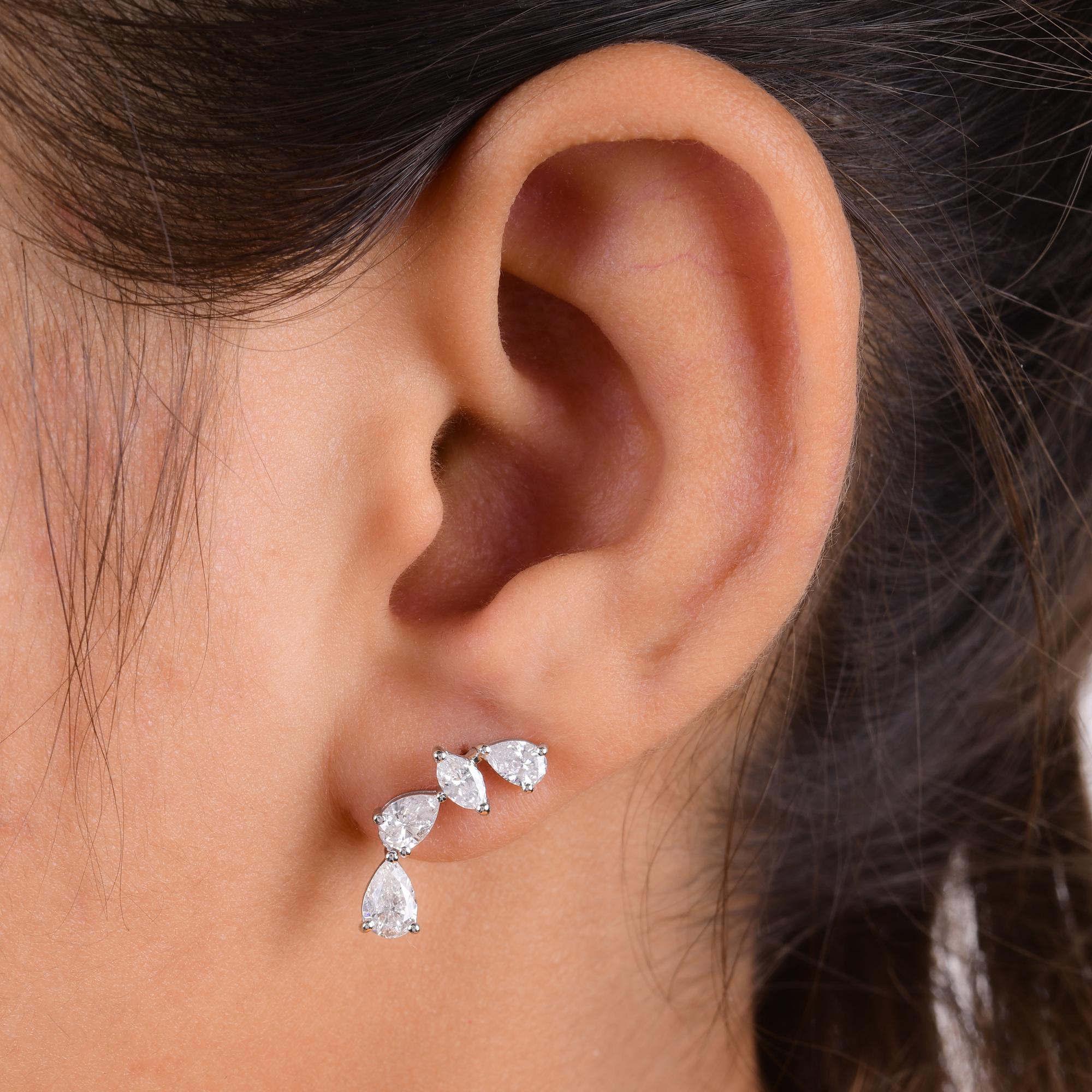 Modern 1.86 Carat Marquise & Pear Diamond Earrings 18 Karat White Gold Handmade Jewelry For Sale