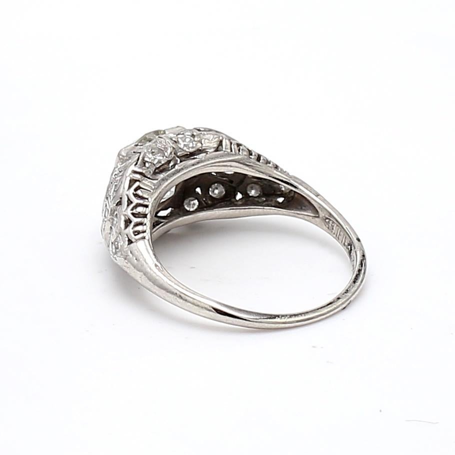 Bague de mariage en platine J-SI2 avec diamant taille européenne ancienne de 1,86 carat en vente 2
