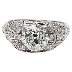 1.86 Carat Old European Cut J-SI2 Diamond Platinum Wedding Ring