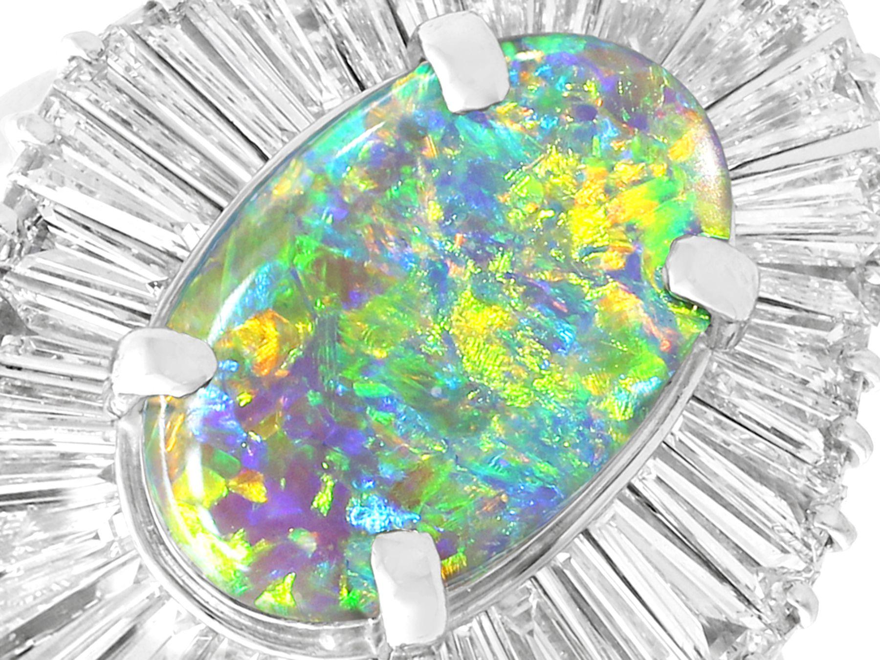 Cabochon 1.86 Carat Opal and 3.22 Carat Diamond Platinum Cocktail Ring