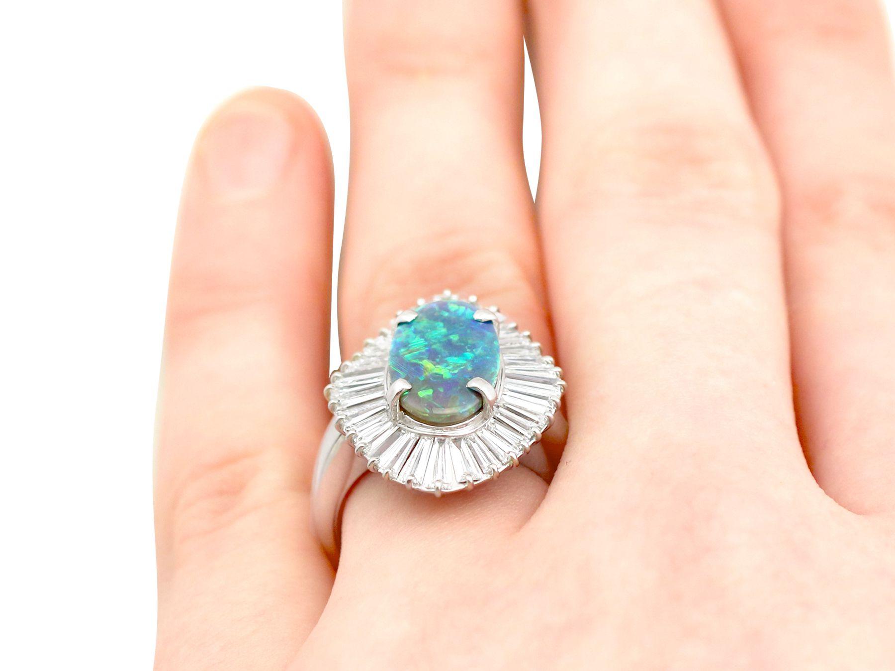 1.86 Carat Opal and 3.22 Carat Diamond Platinum Cocktail Ring 3