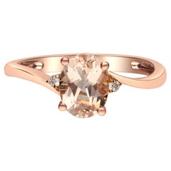 Vintage 1.86 Carat Oval Cut Morganite Diamond Accents 14K Rose Gold Ring