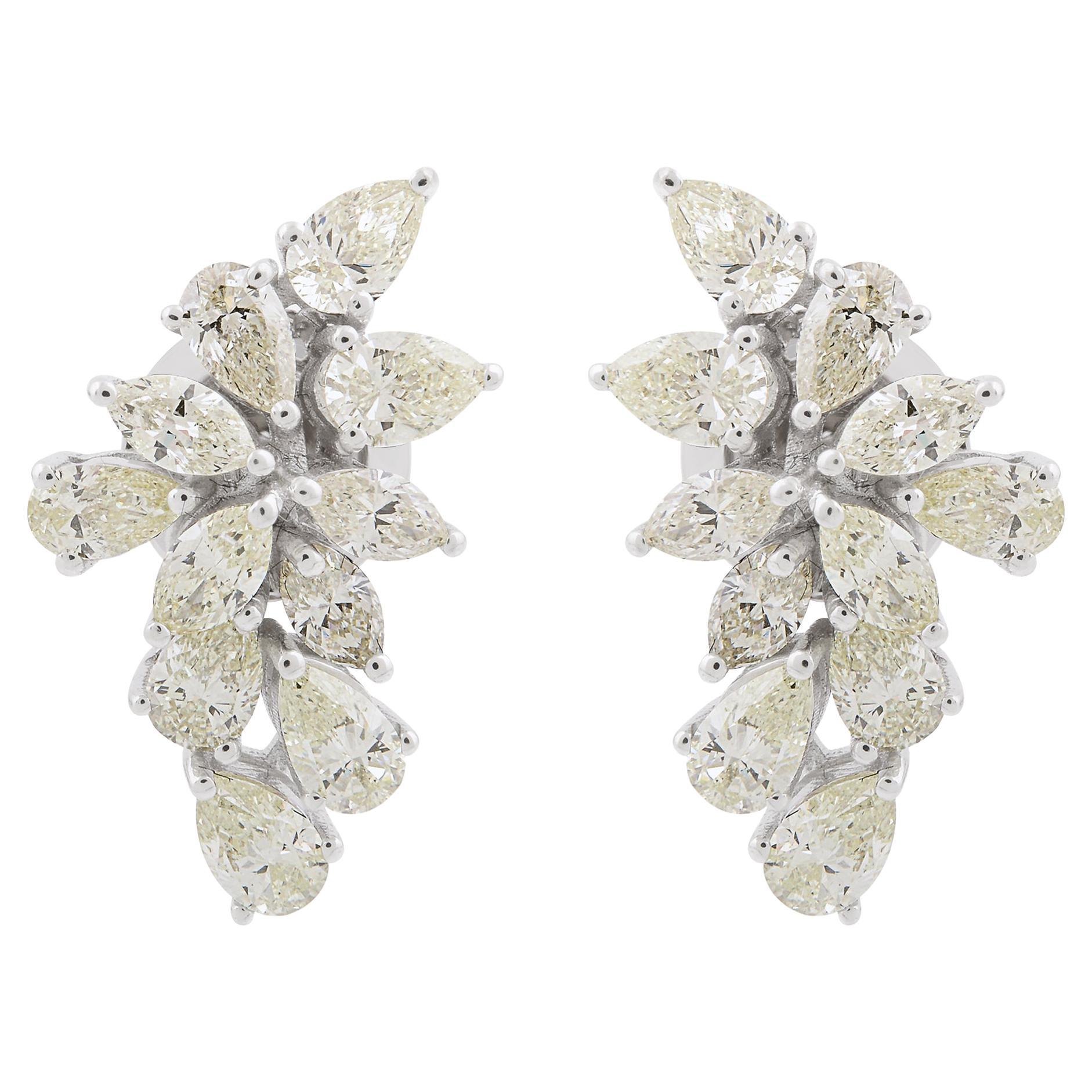 Boucles d'oreilles en or blanc 18 carats avec diamants taille poire et marquise de 1,86 carat, fabrication artisanale