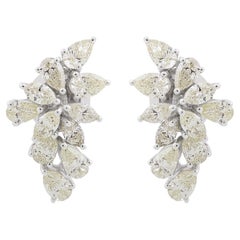 Boucles d'oreilles en or blanc 18 carats avec diamants taille poire et marquise de 1,86 carat, fabrication artisanale
