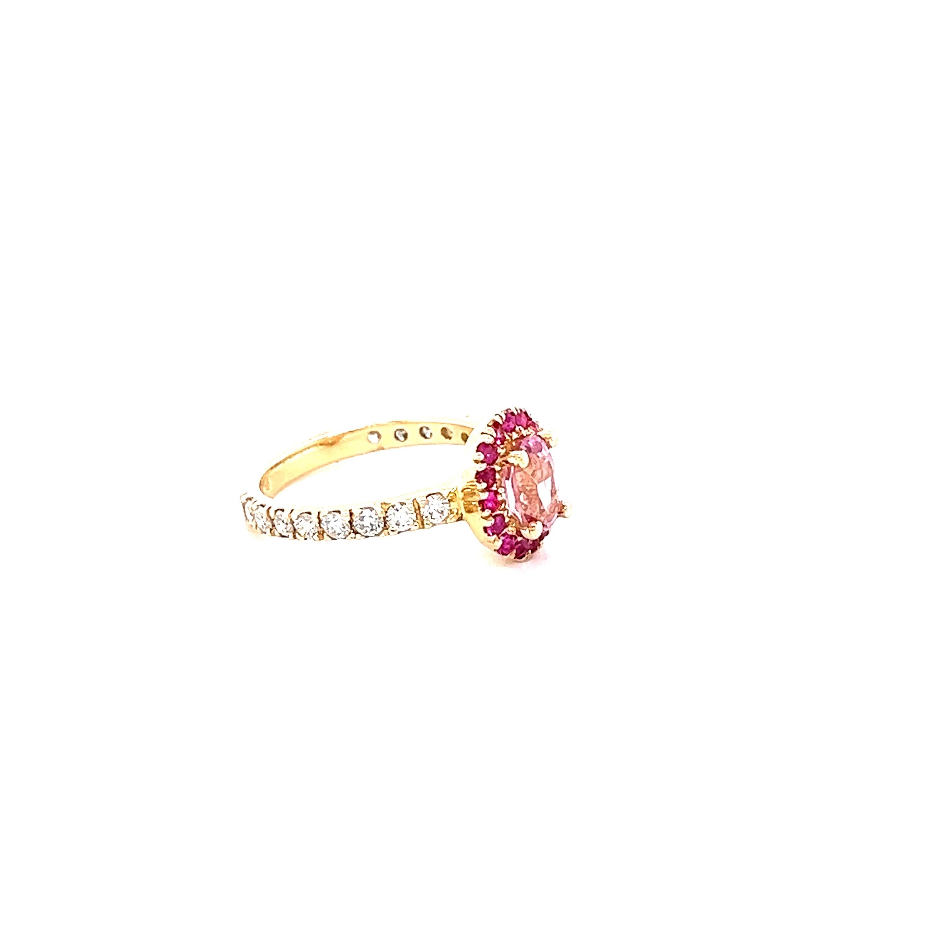 1.86 Carat Pink Sapphire Diamond 14 Karat Yellow Gold Engagement Ring In New Condition For Sale In Los Angeles, CA