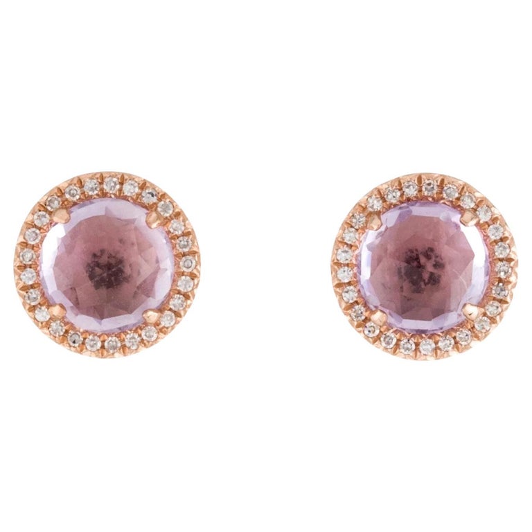 14 K oro rosa 7 x 5 mm ovale gemma & rotondo bianco diamante da donna orecchini pendenti e Oro rosa, cod. LC1537-5435-14KR