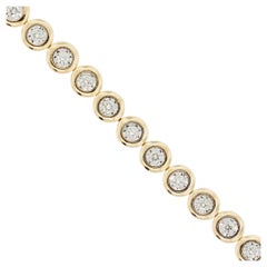 1.86 Carat Round Cut Bezel Set Tennis Bracelet 14 Karat