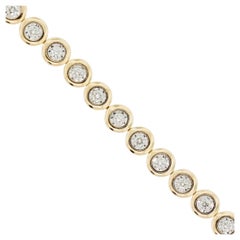 1.86 Carat Round Cut Bezel Set Tennis Bracelet 14 Karat 