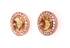 1,86 Karat Rundschliff Citrin Diamant 14 Karat Rose Gold Ohrstecker