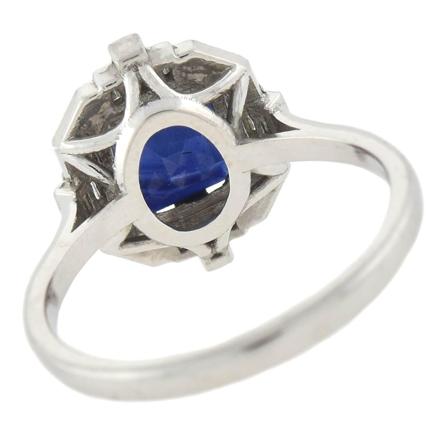 1.86 Carat Sapphire + Diamond Gemstone Engagement Ring In Good Condition In Narberth, PA
