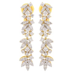 1.86 Carat SI Clarity HI Color Diamond Fine Dangle Earrings 14 Karat Yellow Gold