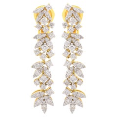 1.86 Carat SI Clarity HI Color Diamond Fine Dangle Earrings 14 Karat Yellow Gold