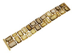 Yellow Gold Handmade Smoky Quartz, Citrine, and Diamond Bracelet