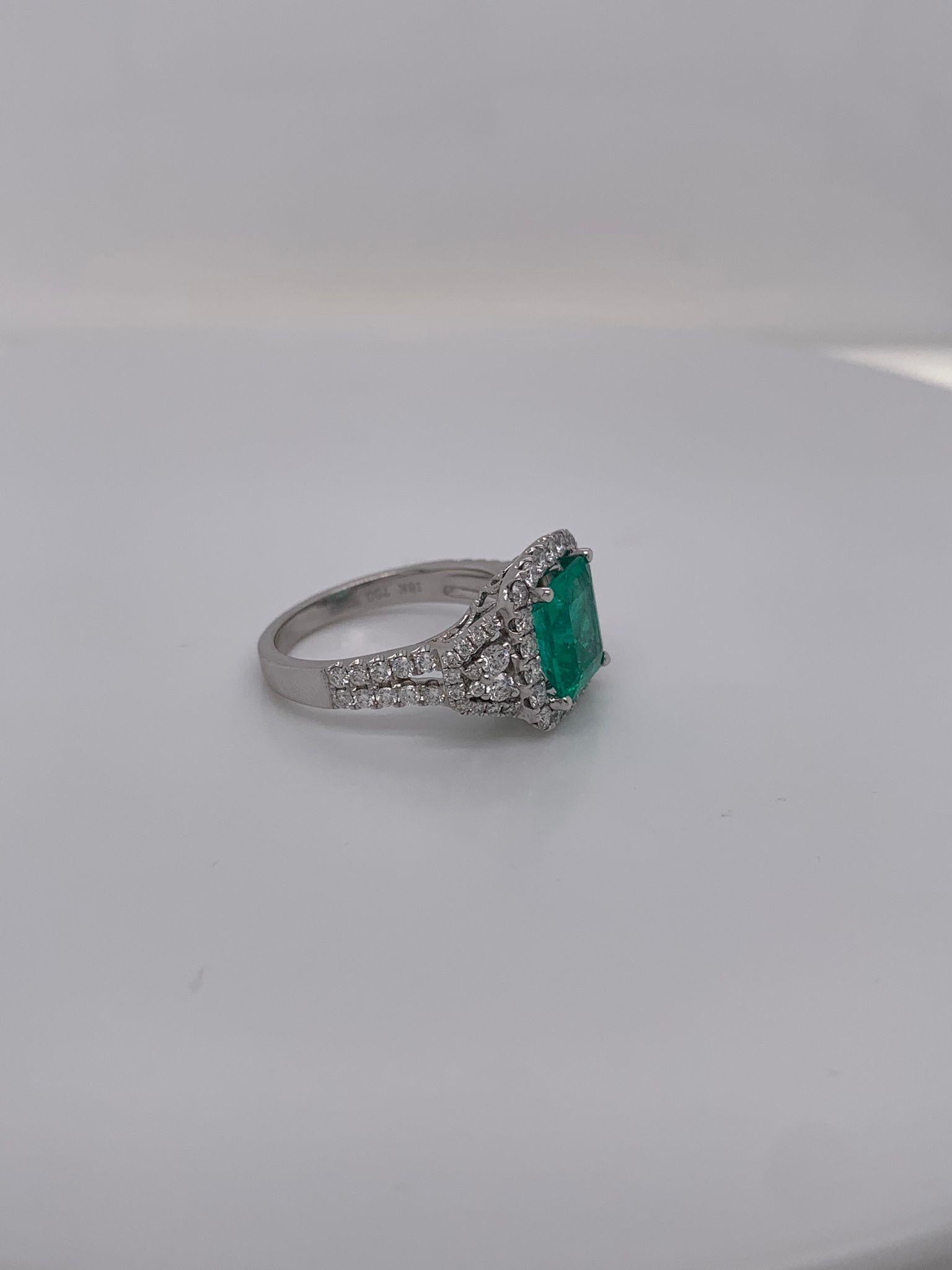 square emerald and diamond ring