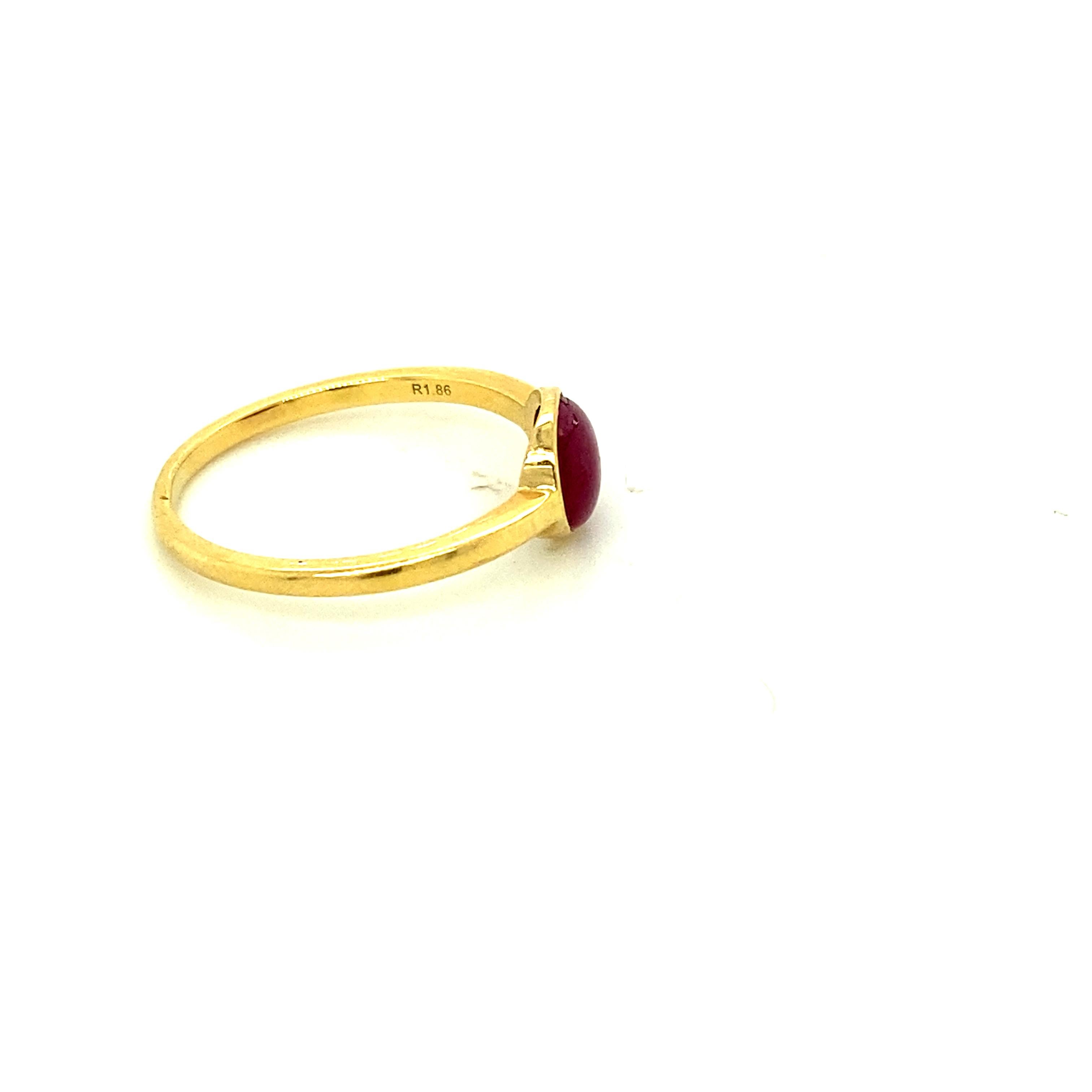 Contemporary 1.86 Carat Unheated Burmese Star Ruby Yellow Gold Engagement Ring