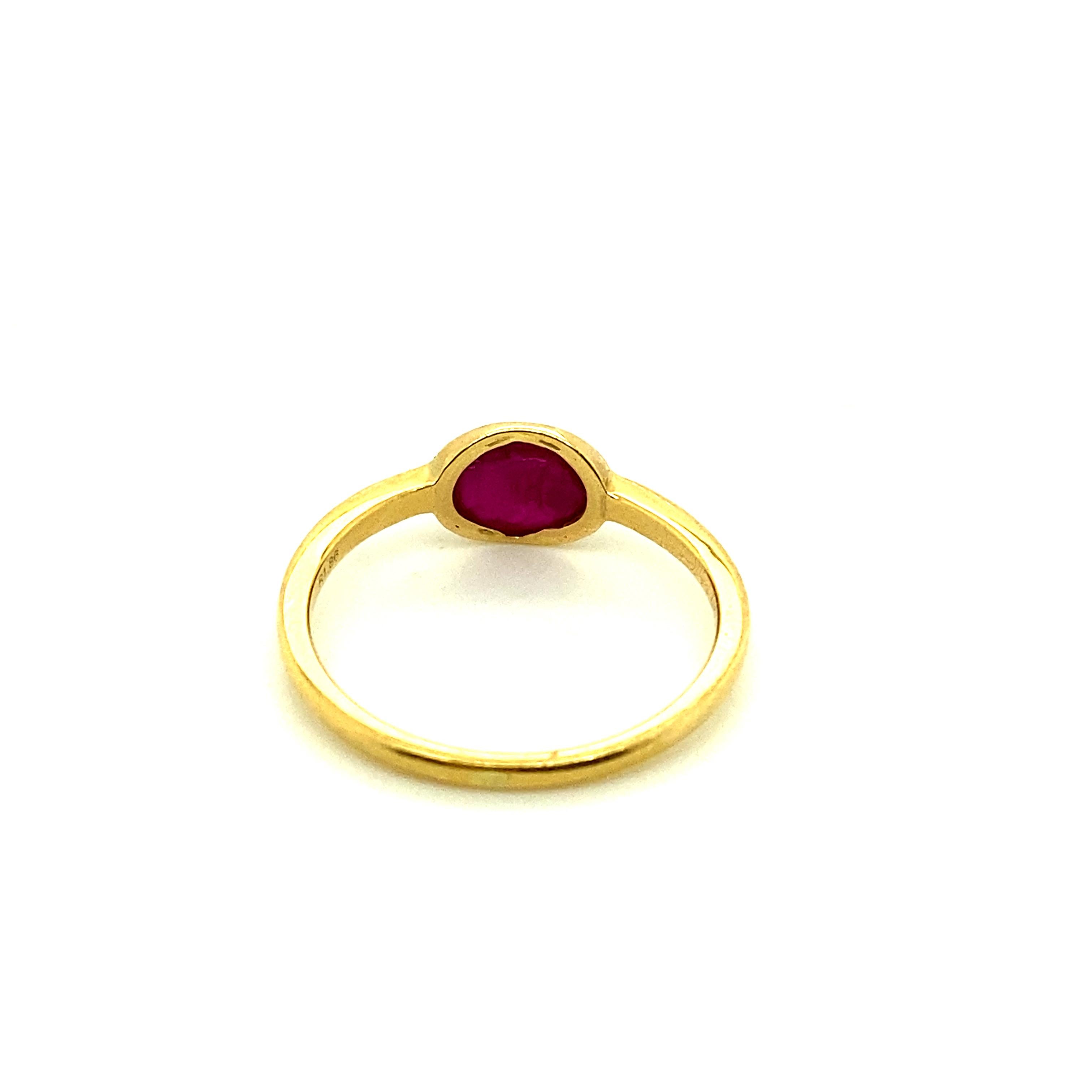 Cabochon 1.86 Carat Unheated Burmese Star Ruby Yellow Gold Engagement Ring