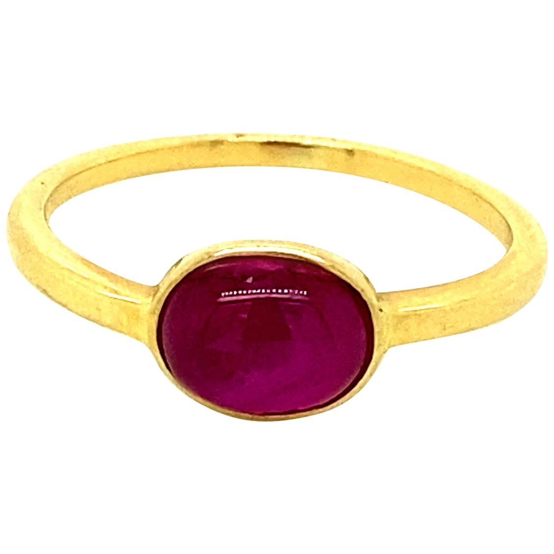 1.86 Carat Unheated Burmese Star Ruby Yellow Gold Engagement Ring