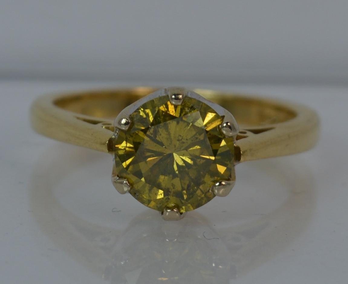 1.86 Carat Yellow Diamond 18 Carat Gold Solitaire Engagement Ring 4