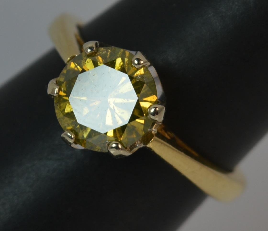 1.86 Carat Yellow Diamond 18 Carat Gold Solitaire Engagement Ring 6