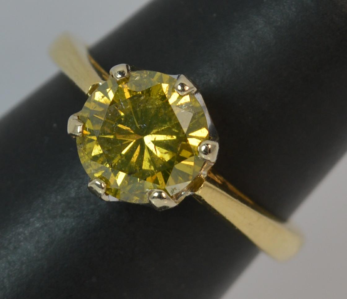 1.86 Carat Yellow Diamond 18 Carat Gold Solitaire Engagement Ring 7