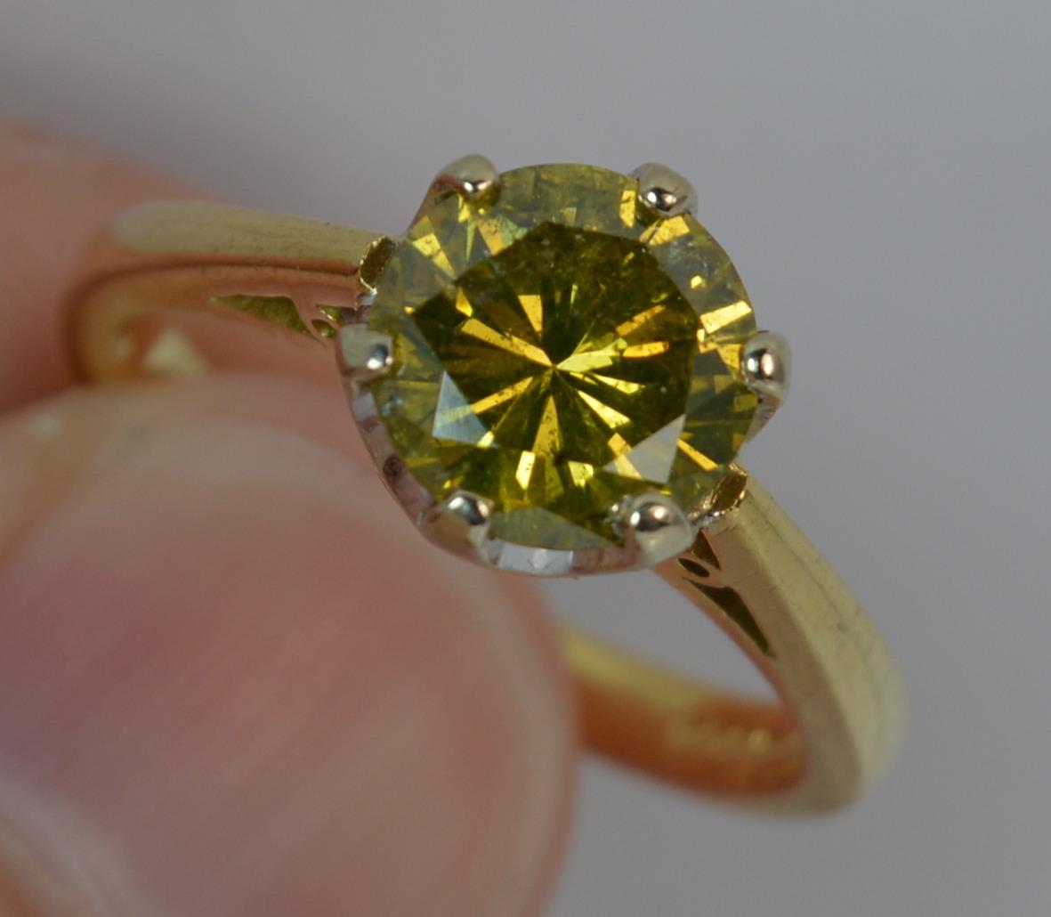Women's 1.86 Carat Yellow Diamond 18 Carat Gold Solitaire Engagement Ring