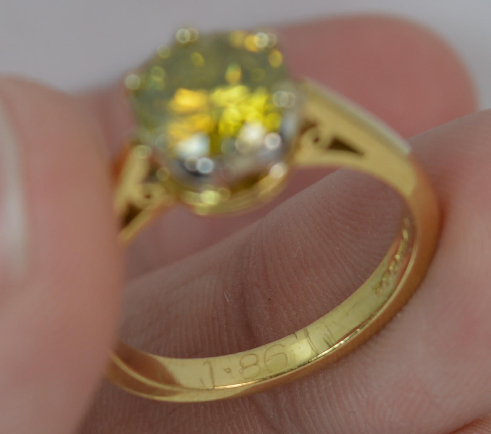 1.86 Carat Yellow Diamond 18 Carat Gold Solitaire Engagement Ring 1