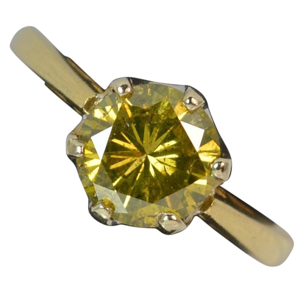 1.86 Carat Yellow Diamond 18 Carat Gold Solitaire Engagement Ring