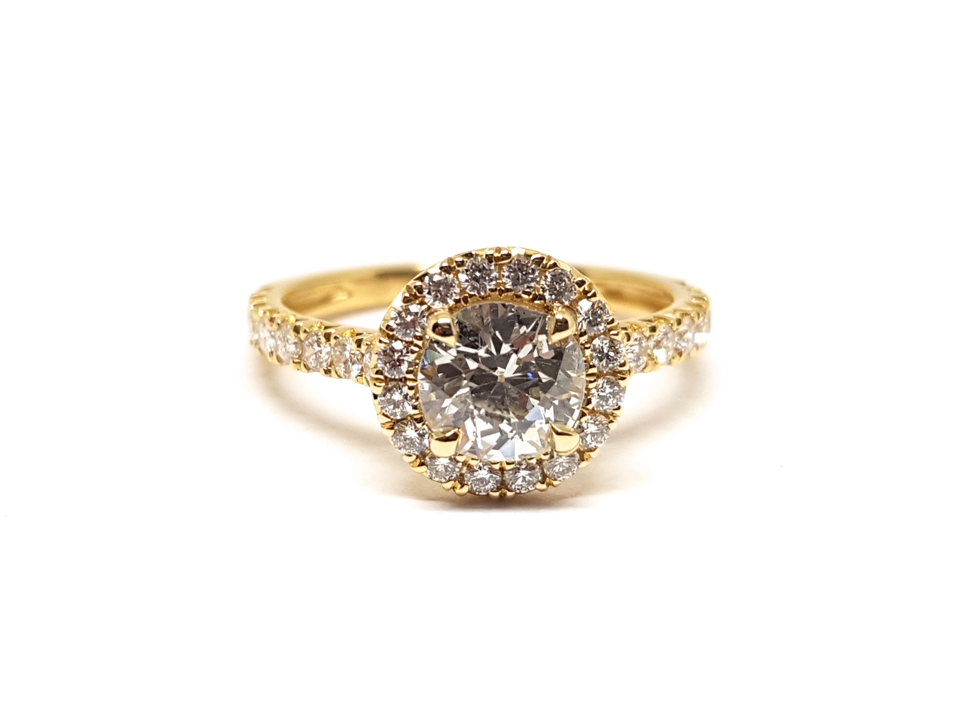 1.86 Carat Yellow Gold White Diamond Engagement Ring 4