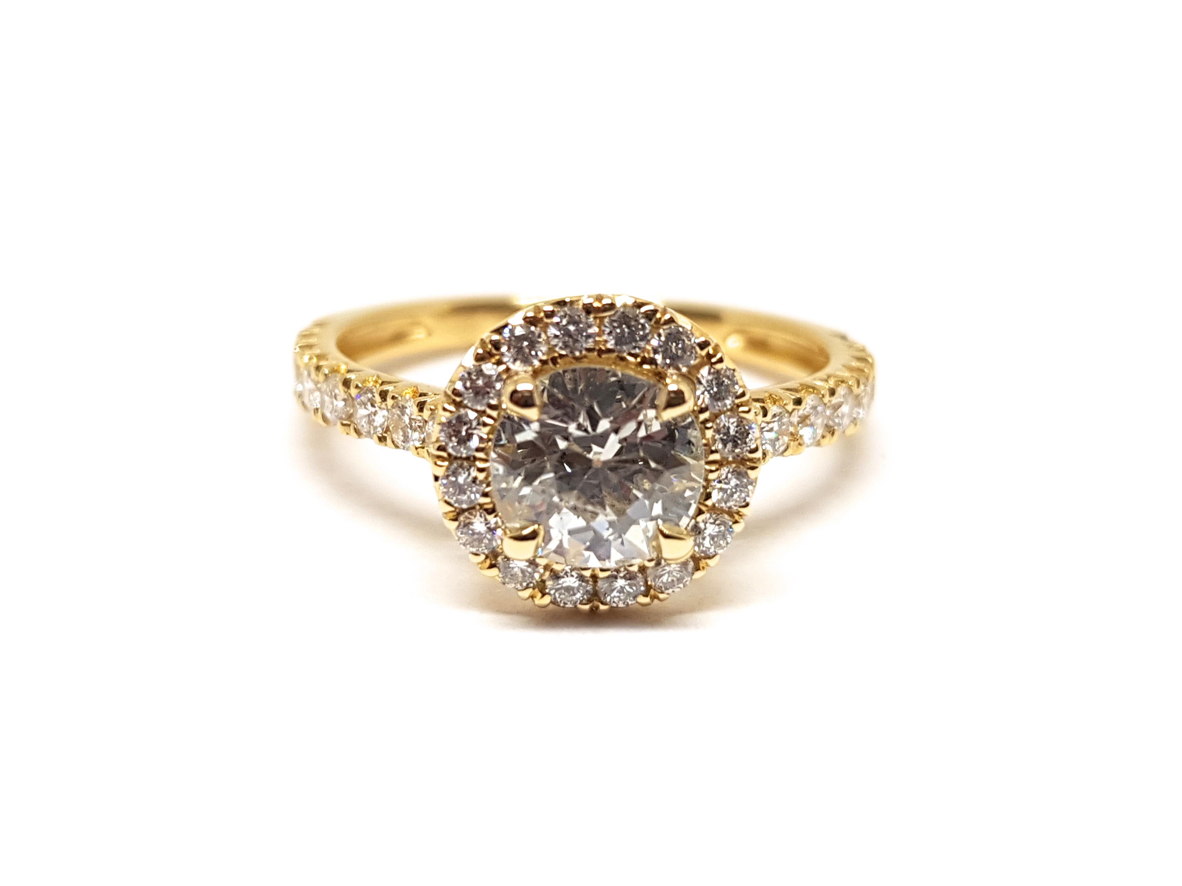 Contemporary 1.86 Carat Yellow Gold White Diamond Engagement Ring