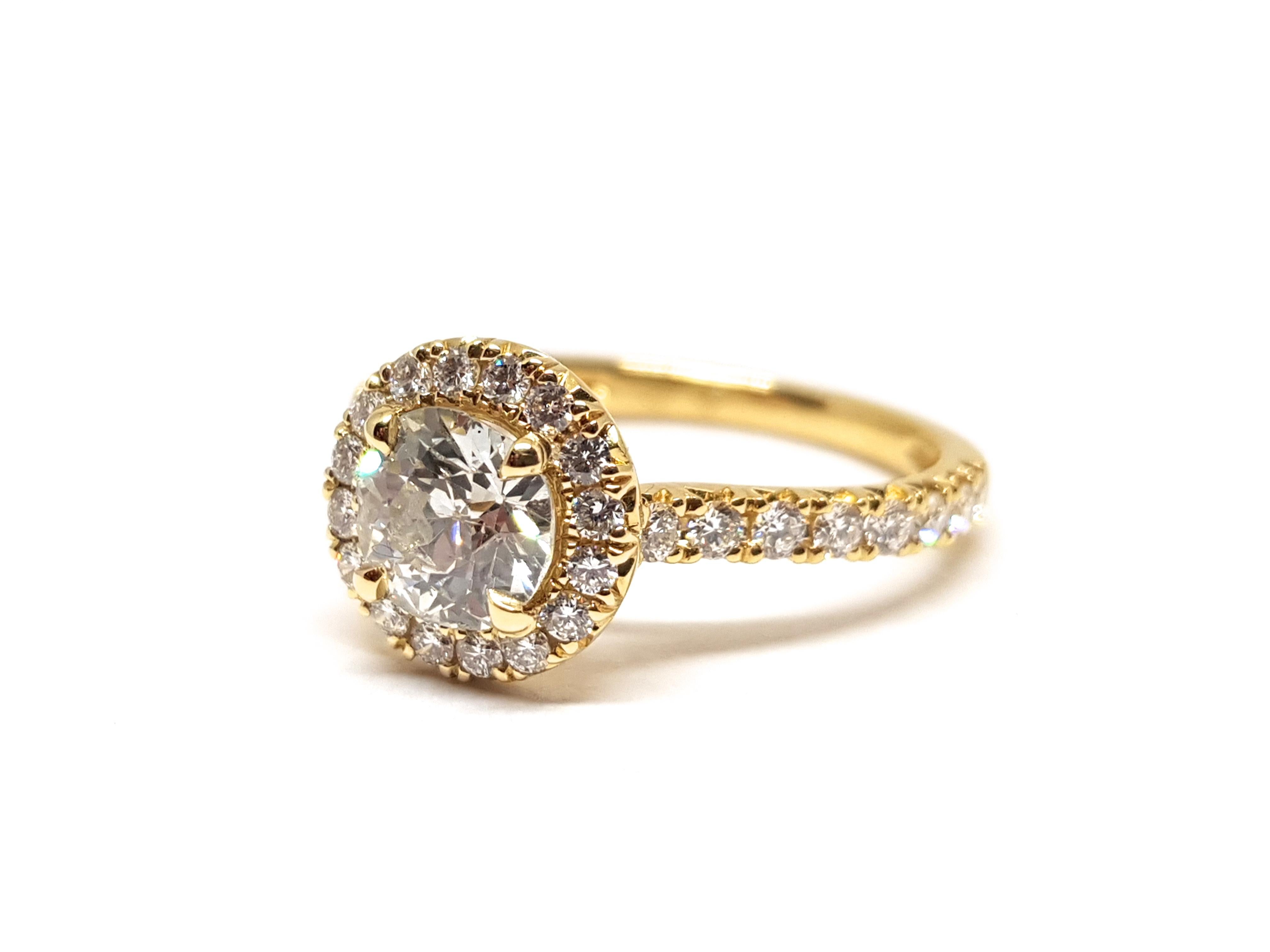 1.86 Carat Yellow Gold White Diamond Engagement Ring 2