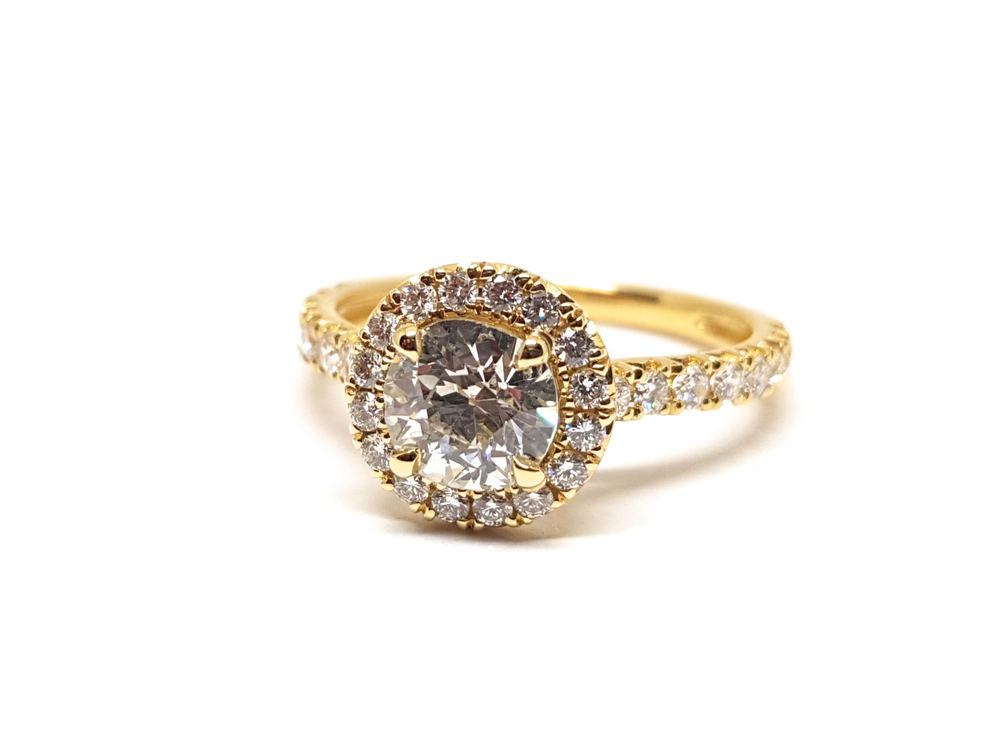 1.86 Carat Yellow Gold White Diamond Engagement Ring 3