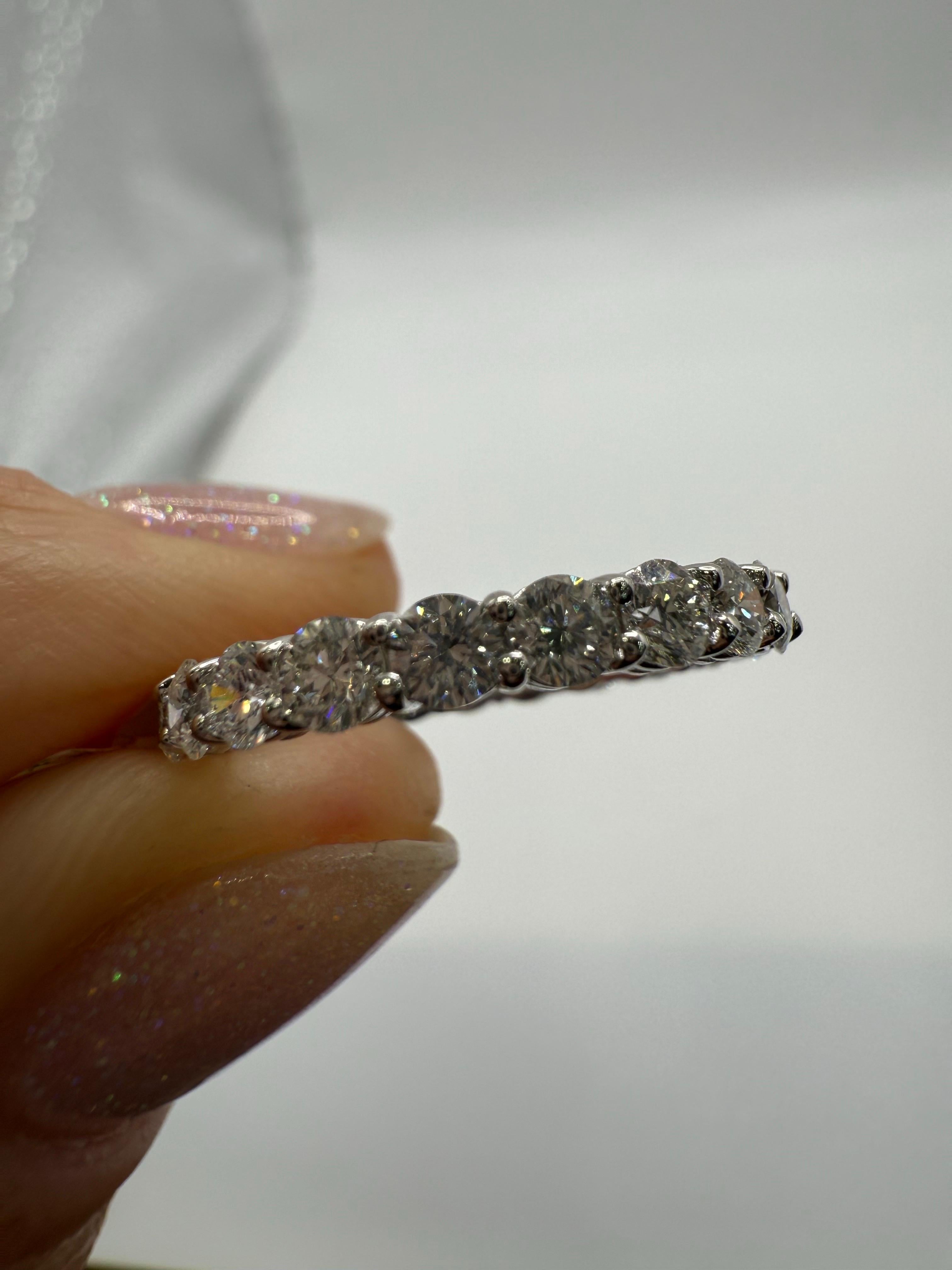 Brilliant Cut 1.86 carats eternity diamond ring in 18KT gold wedding band For Sale