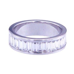 1.86 Ct Diamonds Baguette Cut 18kt White Gold Unisex Wedding Ring
